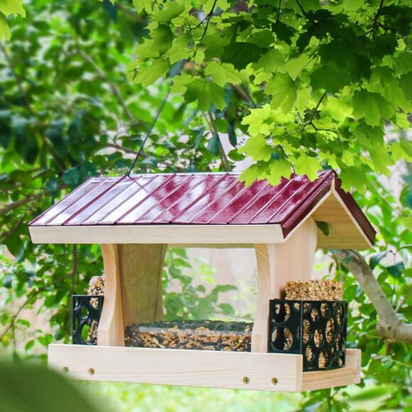 NEW Heavy Duty Bird Feeder Wood Birdhouse Garden Decor Bird House Hand Crafted H - Picture 2 of 13